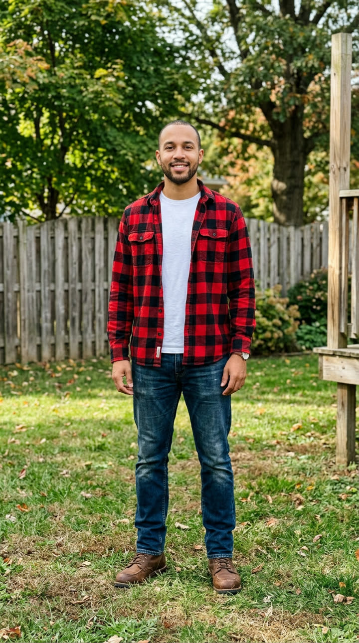 Input photo for Pumpkin Head example (AI-made person)