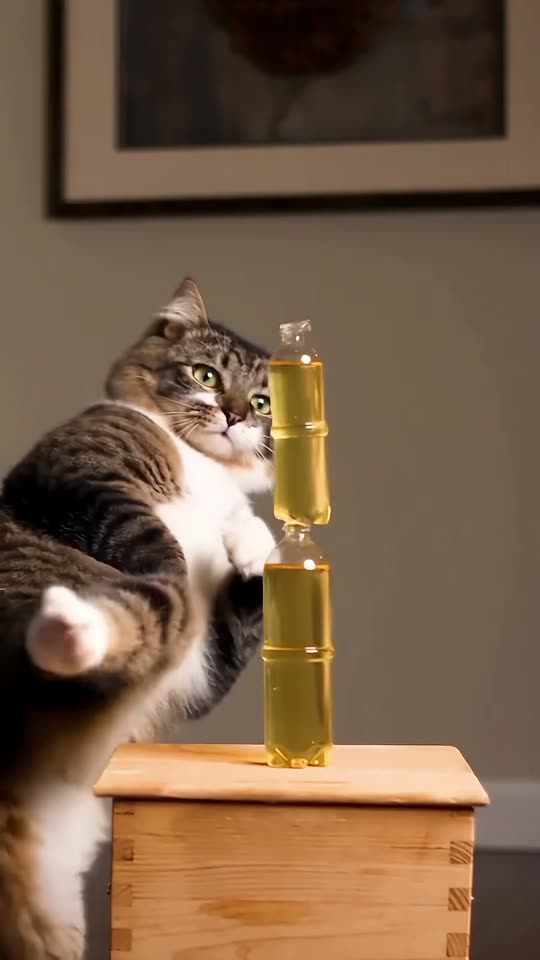 The original AI cat bottle kick Bottle Kick Challenge reel by @briantu41
