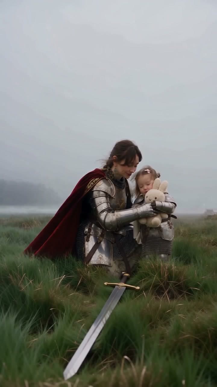 Knight Sword Swap example video, made with AI-made people